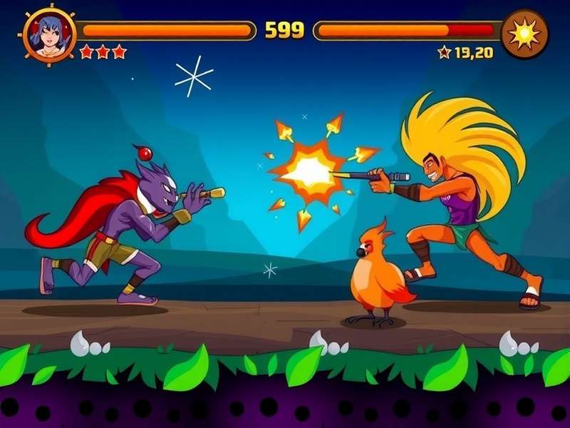 Desi Fire Champions gameplay screenshot showing colorful characters in battle